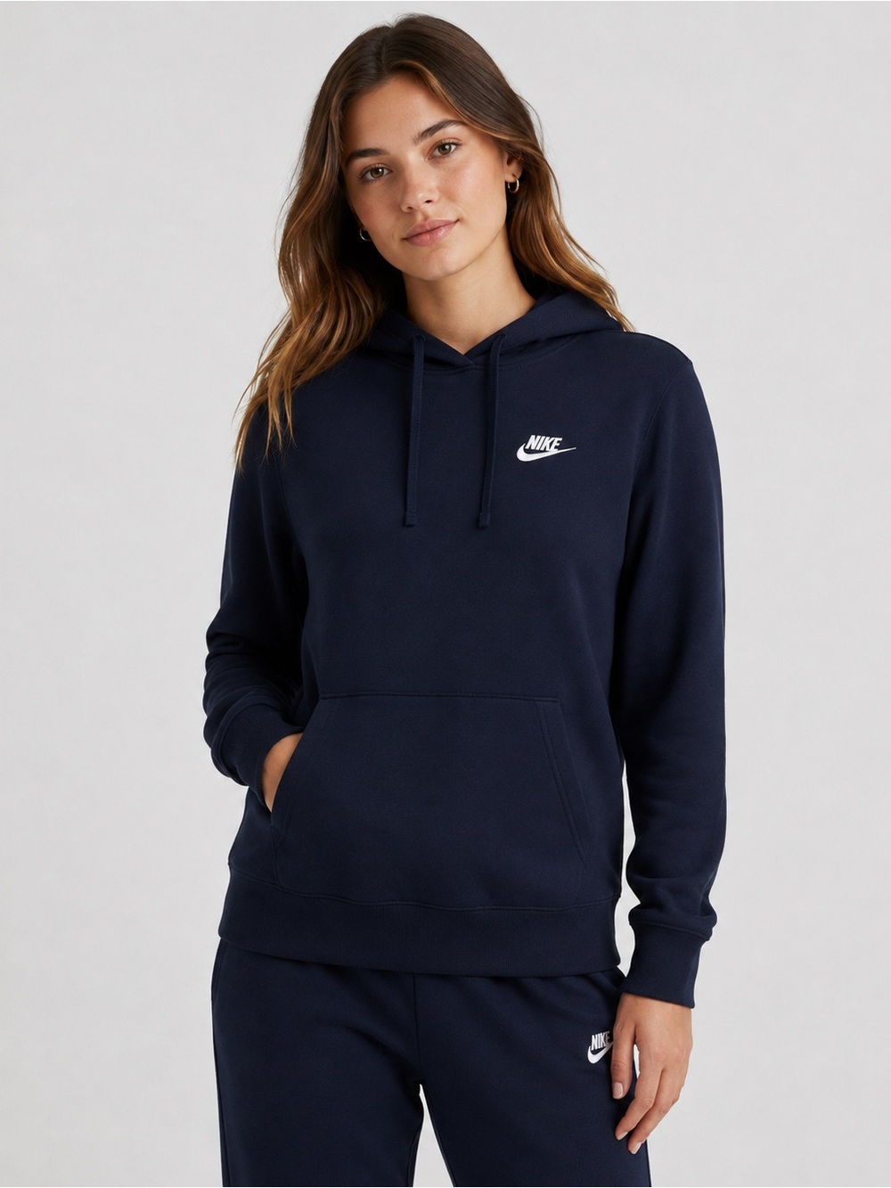 Nike Sportswear Club Fleece Navy Pullover Hoodie Sweatshirt